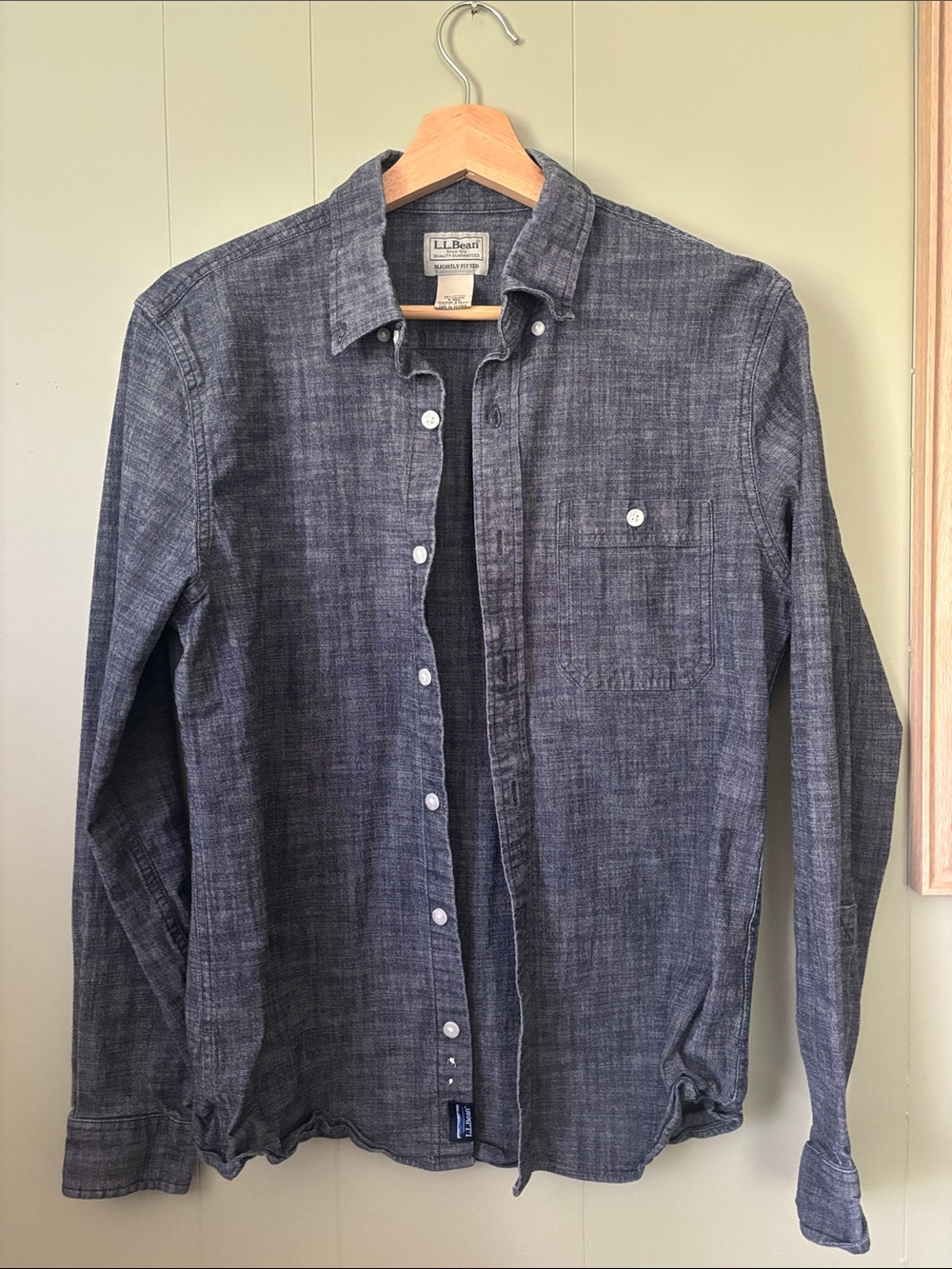 L.L. Bean Women's Button-up  Shirt in Heathered Navy